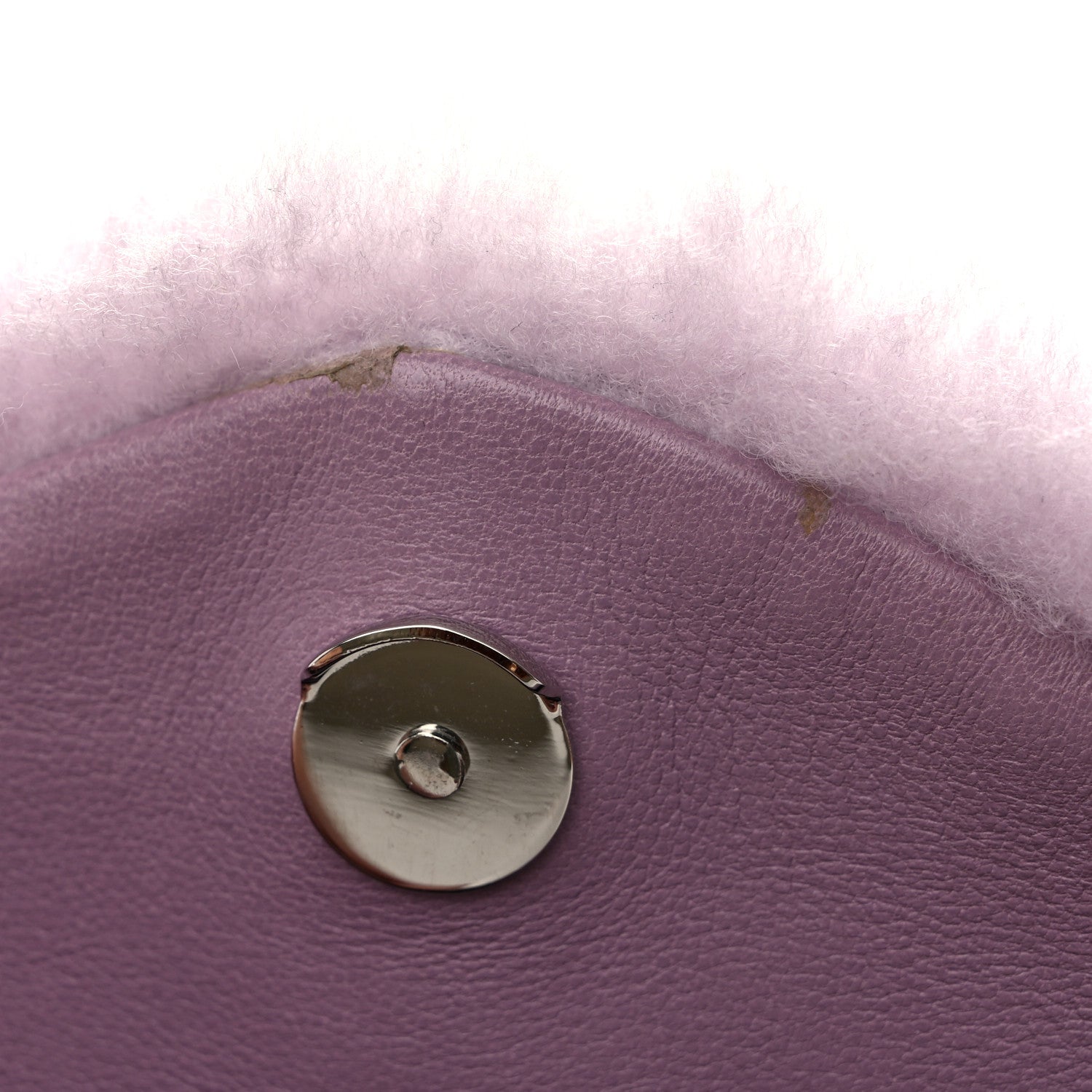 Saint Laurent Shearling Quilted Monogram Loulou Puffer Pouch Clutch Lilac 12 of 12