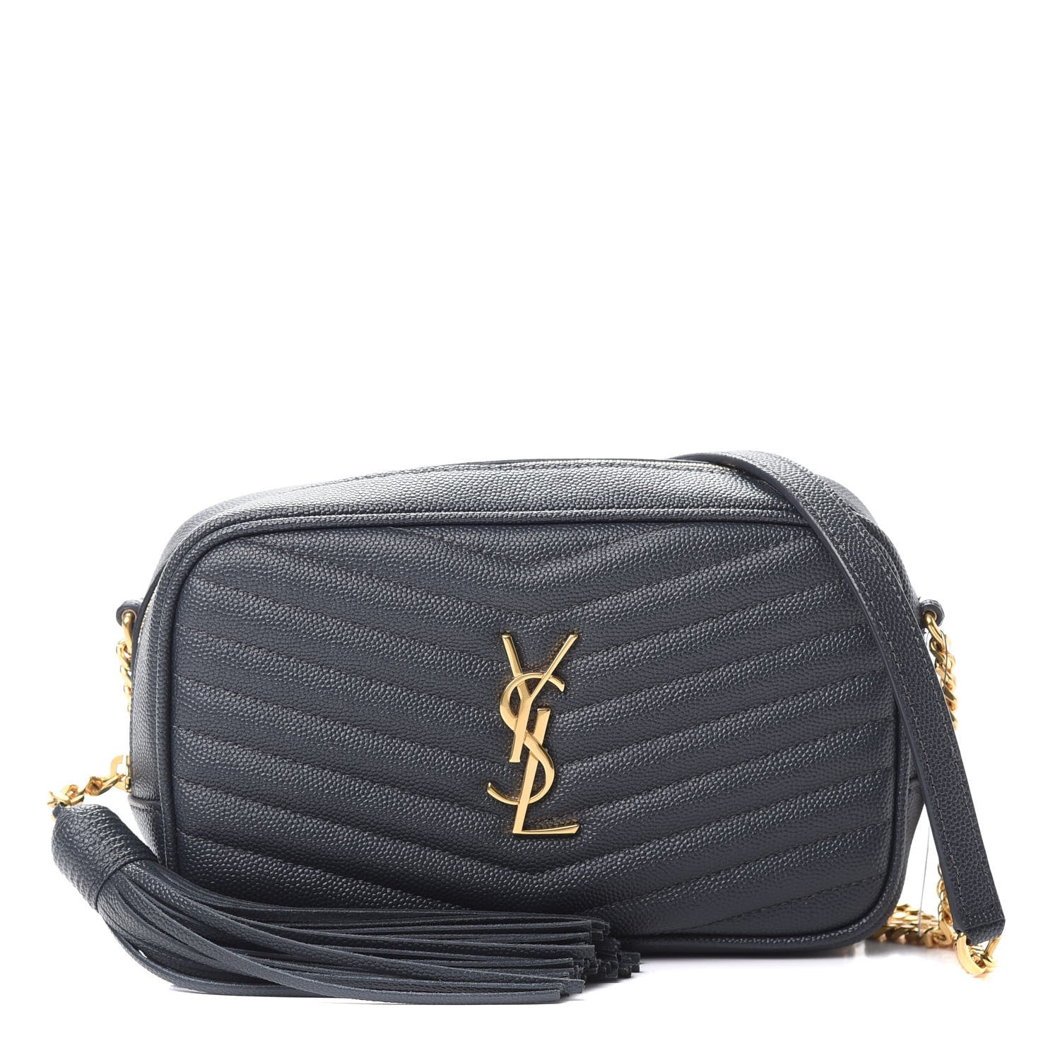 Saint Laurent Grain De Poudre Matelasse Monogram Mini Lou Camera Bag Dark Smog 1 of 11