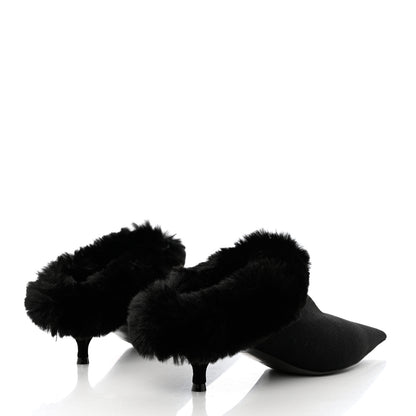 Balenciaga Sustainable Knit Faux Fur Knife Pointed Toe 40mm Mules 37 Black 4 of 10