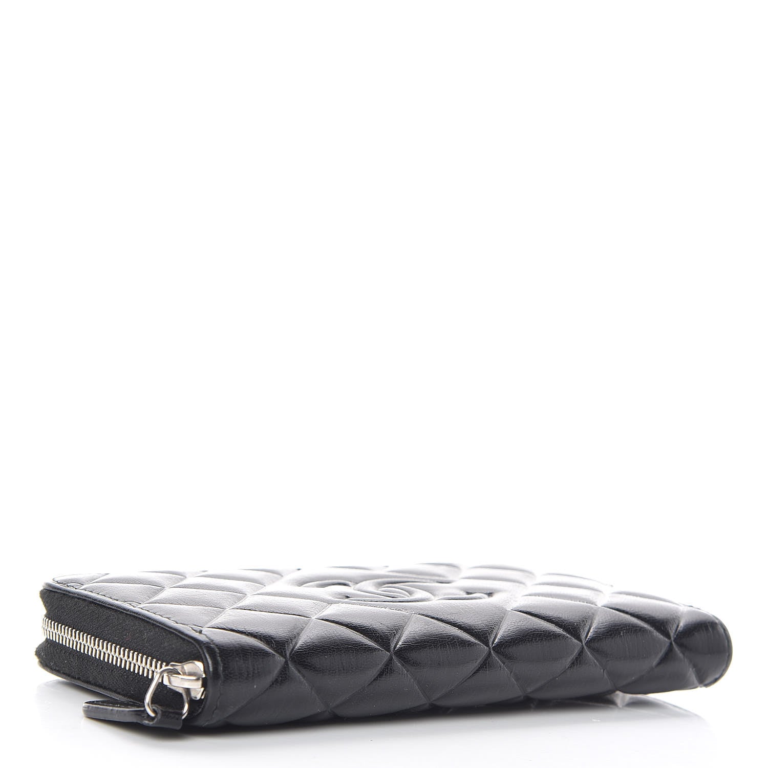 Chanel Calfskin Quilted Small Diamond CC Zip Around Wallet Black 4 of 8