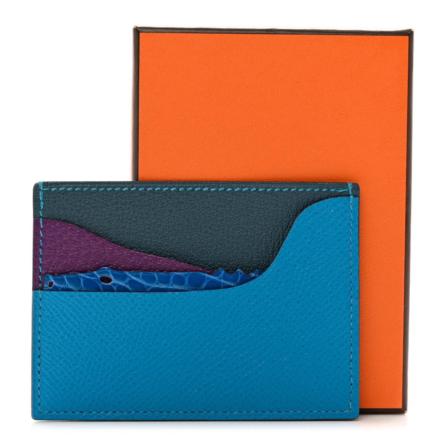 Epsom Chevre Mysore Calfskin Matte Alligator Histoire Naturelle Petit H Card Holder Multicolor