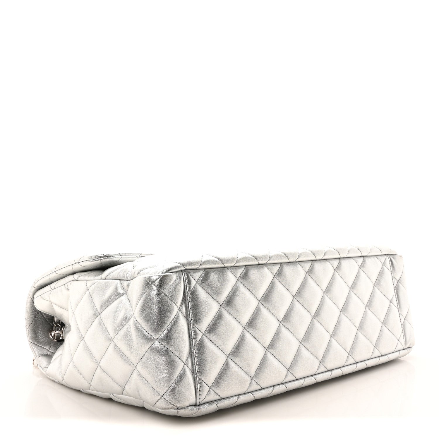 Chanel Metallic Lambskin Quilted XXL Travel Flap Bag Silver 4 of 10