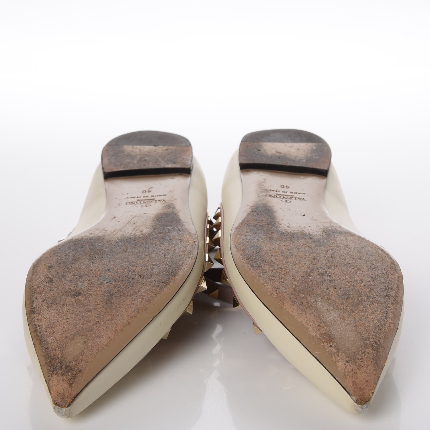 Valentino Garavani Calfskin Rockstud Cage Ballerina Flats 40 Light Ivory Poudre 7 of 15