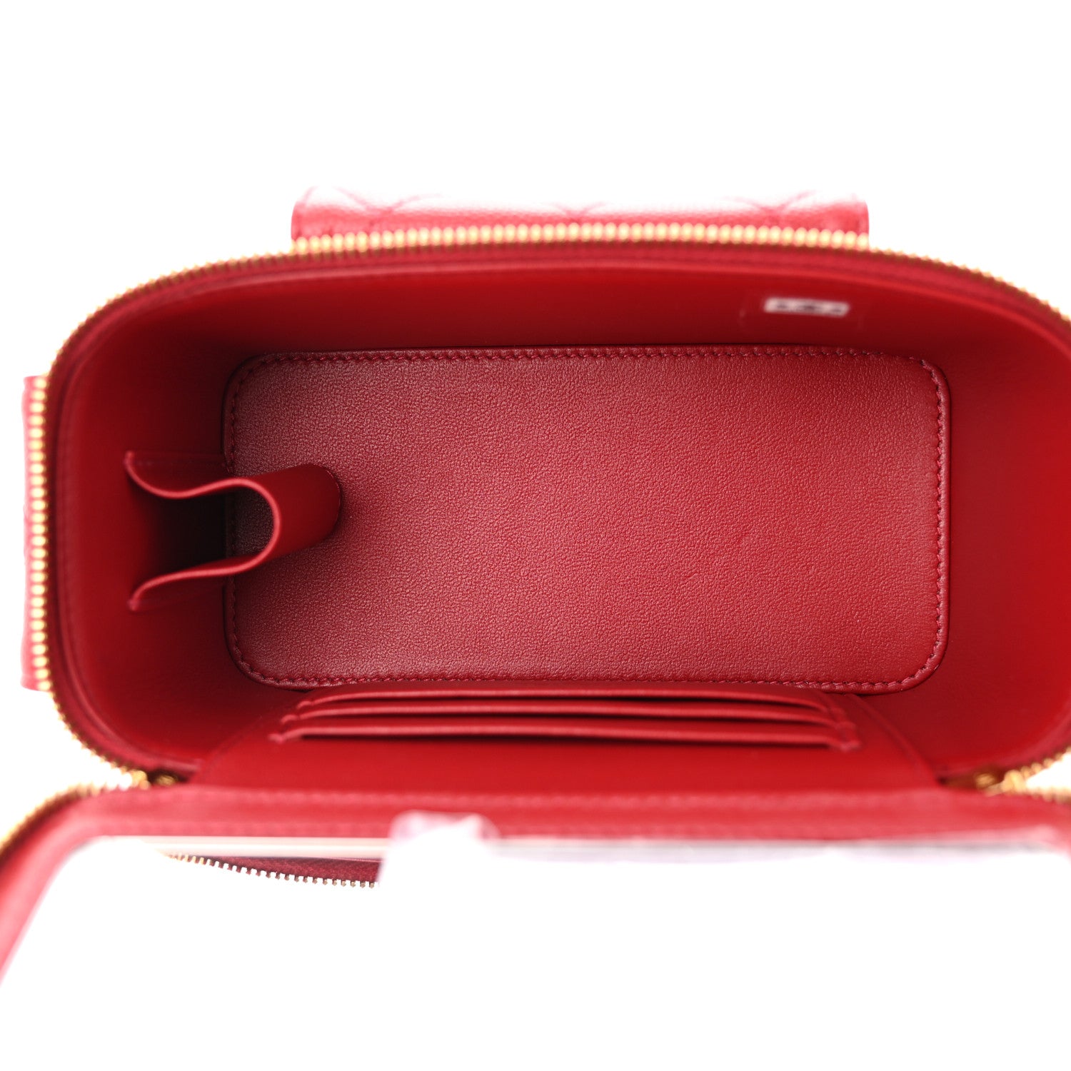 Chanel Caviar Quilted Polly Pocket East West Top Vanity With Chain Red 5 of 10