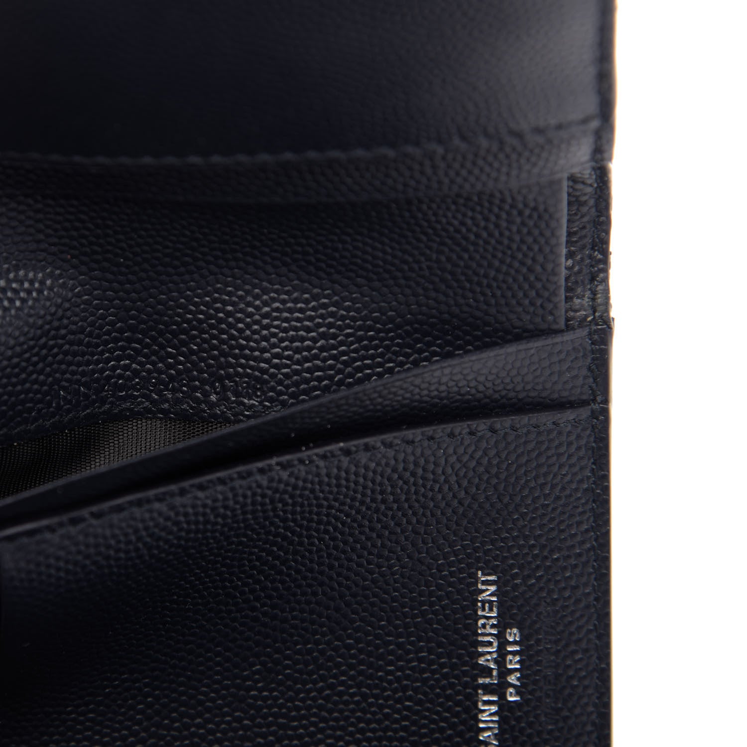 Saint Laurent Grain De Poudre Matelasse Chevron Small Monogram Envelope Wallet Navy 9 of 10