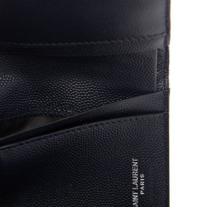 Saint Laurent Grain De Poudre Matelasse Chevron Small Monogram Envelope Wallet Navy 9 of 10