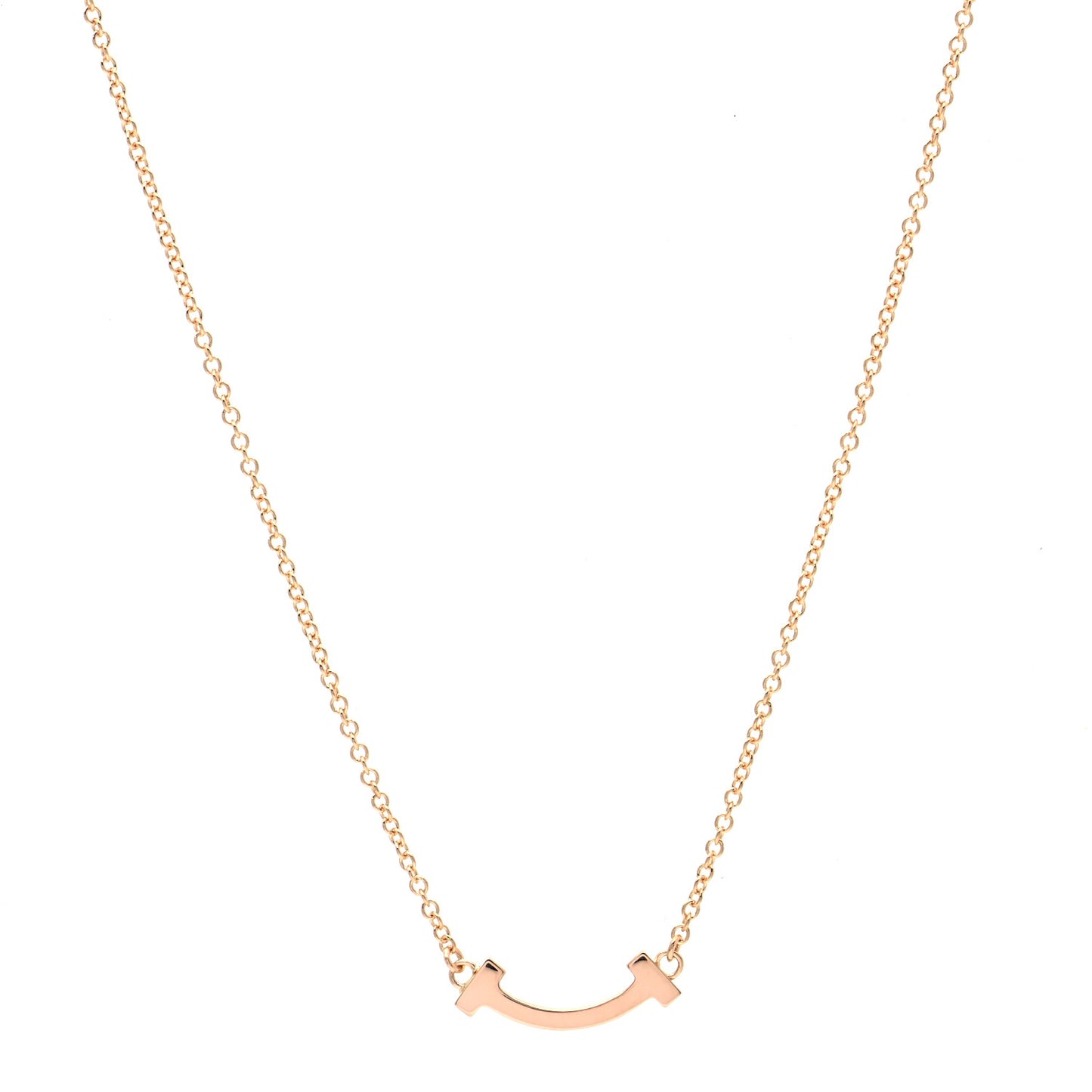 18K Rose Gold Mini T Smile Pendant Necklace