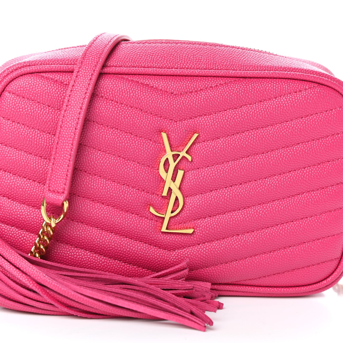 Grain De Poudre Matelasse Monogram Mini Lou Camera Bag Fuchsia