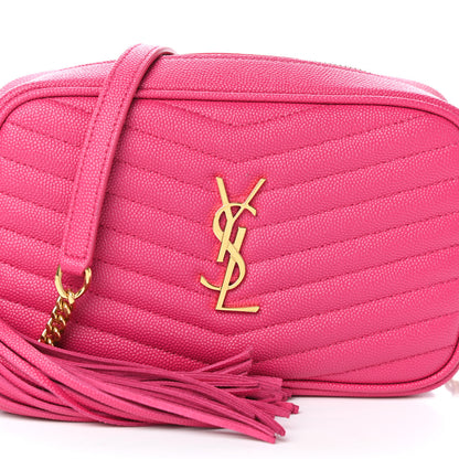 Saint Laurent Grain De Poudre Matelasse Monogram Mini Lou Camera Bag Fuchsia 7 of 9