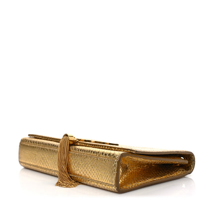 Saint Laurent Metallic Calfskin Python Embossed Medium Classic Monogram Kate Tassel Satchel Gold 6 of 6