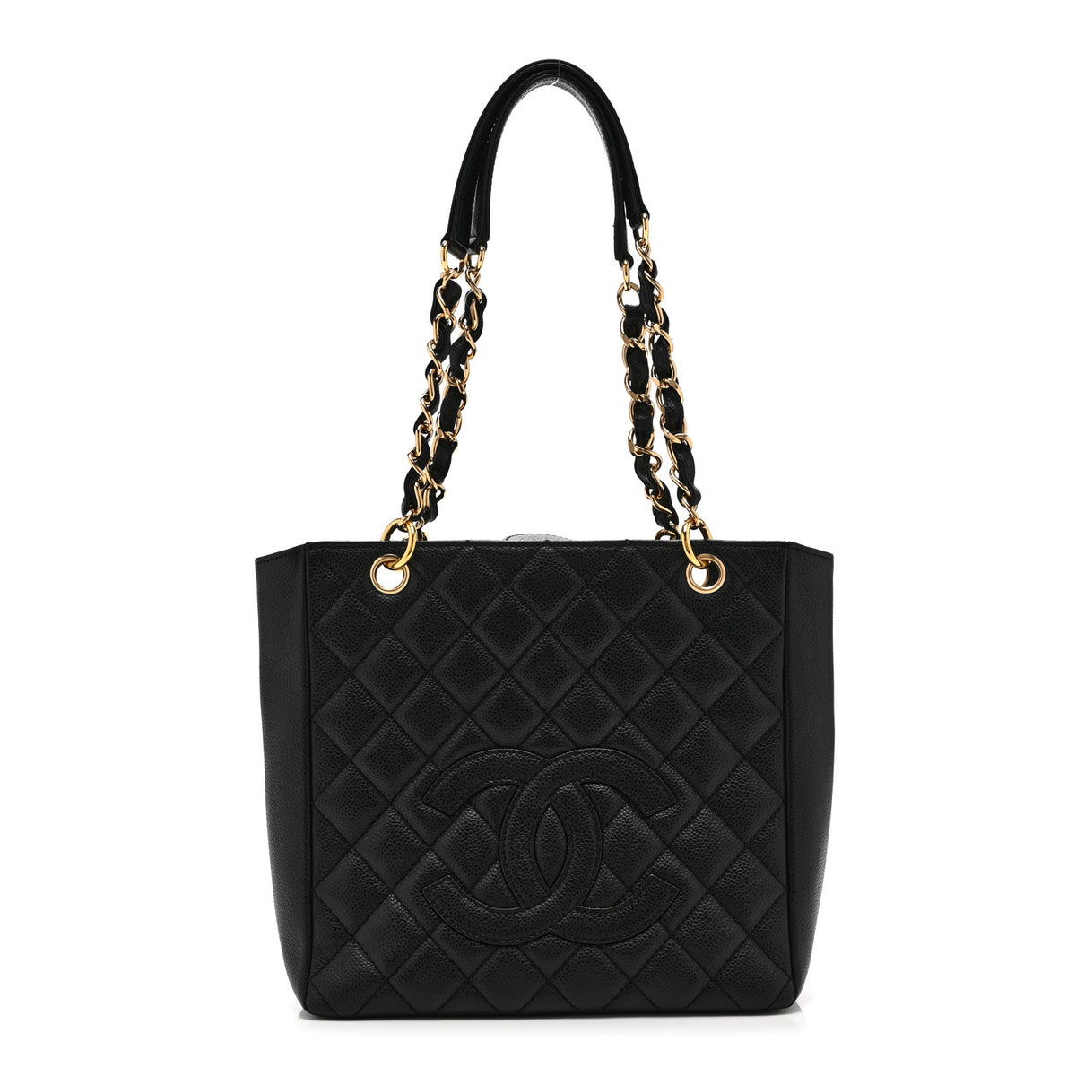 Caviar Quilted Petit Shopping Tote PST Black