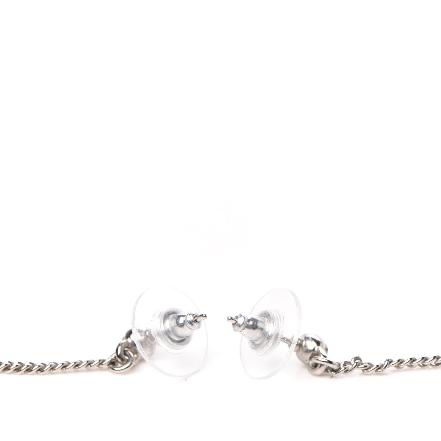 Baguette Crystal CC Drop Earrings Silver