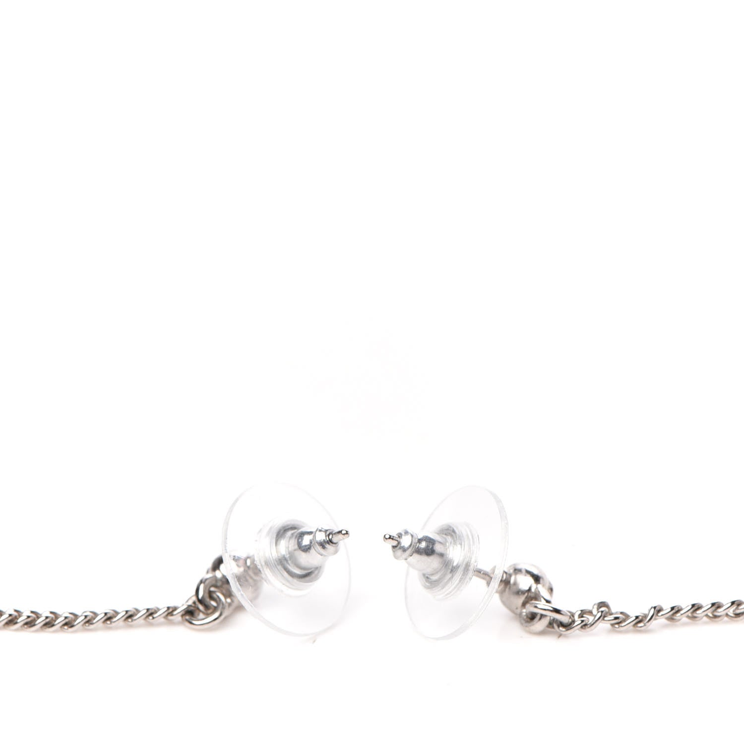 Chanel Baguette Crystal CC Drop Earrings Silver 3 of 4