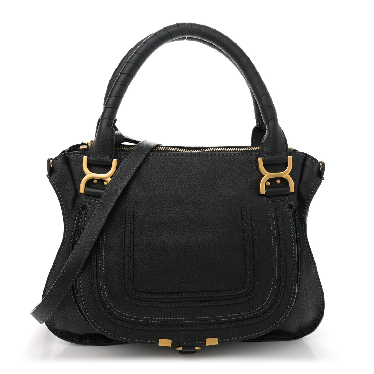 Calfskin Medium Marcie Satchel Black
