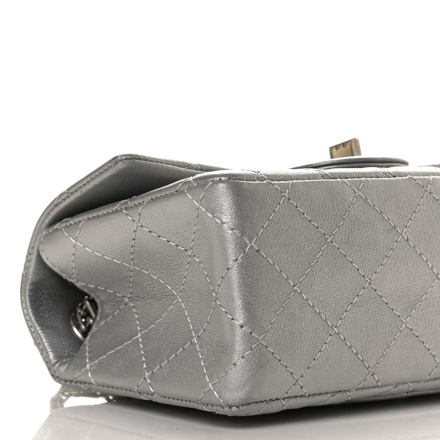 Metallic Grained Calfskin Quilted 2.55 Reissue Mini Flap Silver