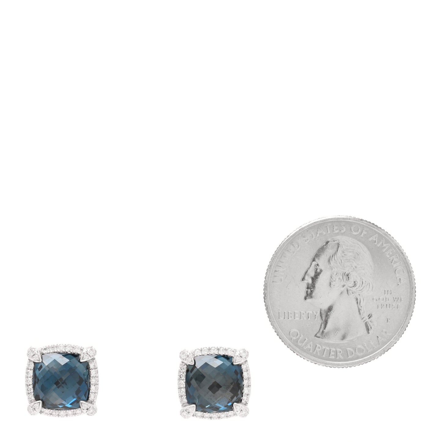 Sterling Silver Hampton Blue Topaz Diamond 9mm Chatelaine Bezel Stud Earrings