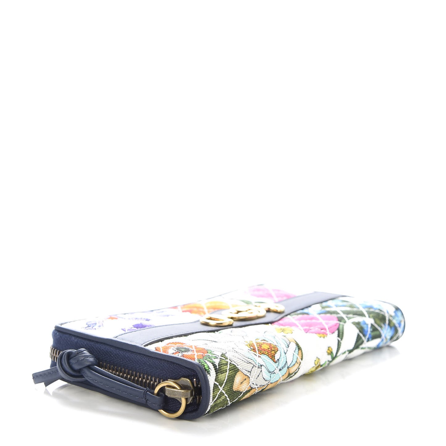 Canvas Flora Floral Trapuntata Zumi Zip Around Wallet Great White Multicolor Blue Agata