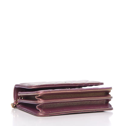 Chanel Iridescent Lambskin Quilted Mini Wallet On Chain WOC Purple 4 of 11