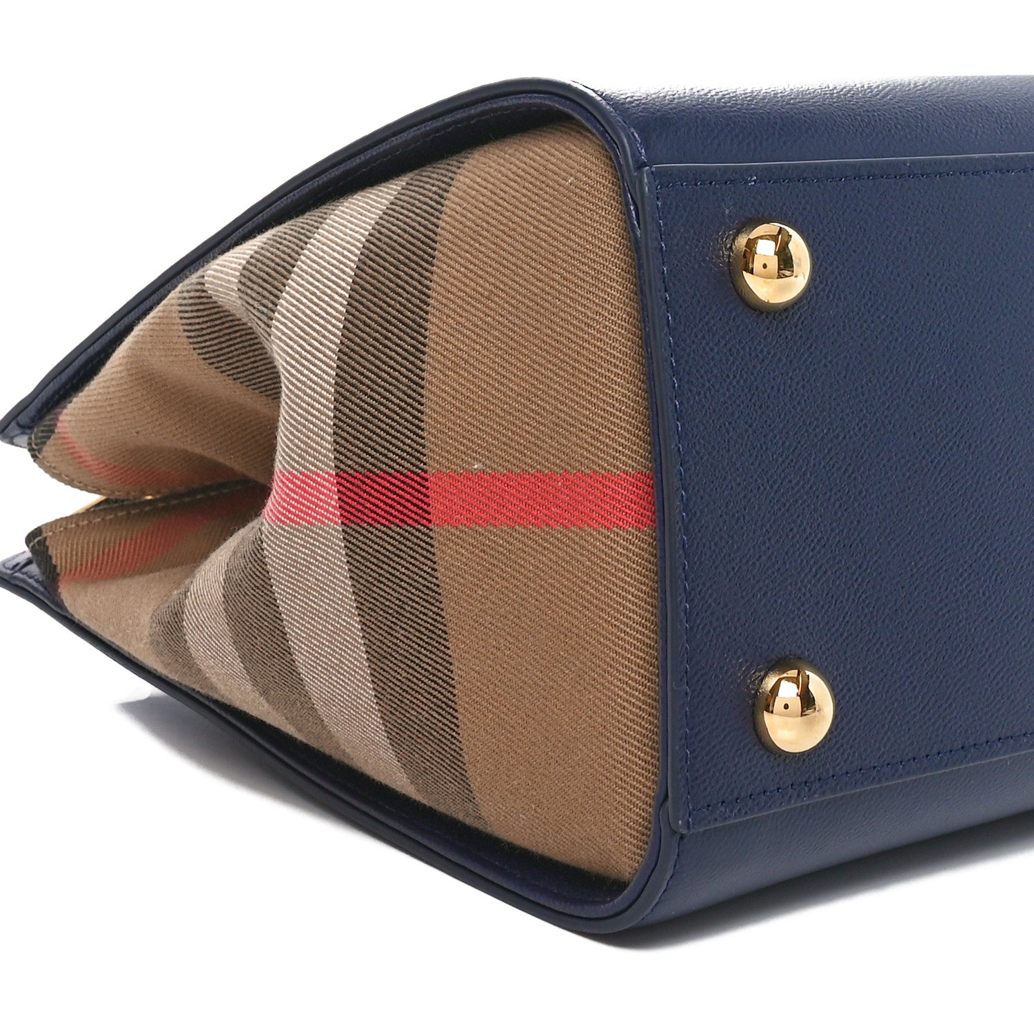 Burberry Calfskin Mega Check Small Banwell Tote Dark Canvas Blue 8 of 9