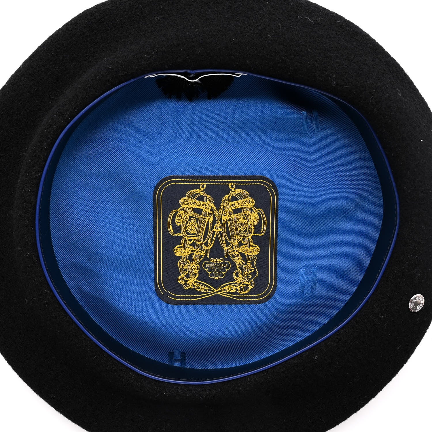 Hermes Merino Wool Silk Brides de Gala En Desordre Bonnie Beret 56 Black 6 of 9