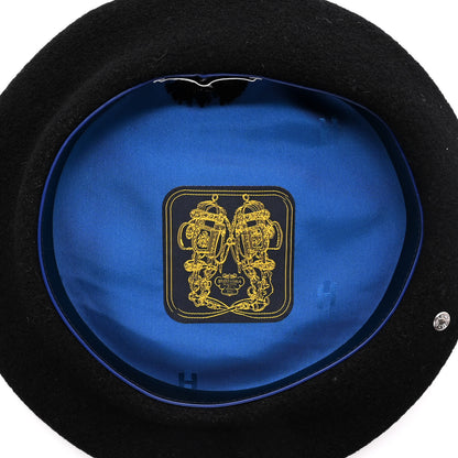 Hermes Merino Wool Silk Brides de Gala En Desordre Bonnie Beret 56 Black 6 of 9