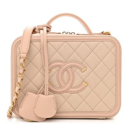 Chanel Caviar Quilted Medium CC Filigree Vanity Case Beige 1 of 10