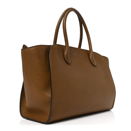 The Row Polished Saddle Calfskin Marlo 12 Tote Bag Muschio 3 of 9