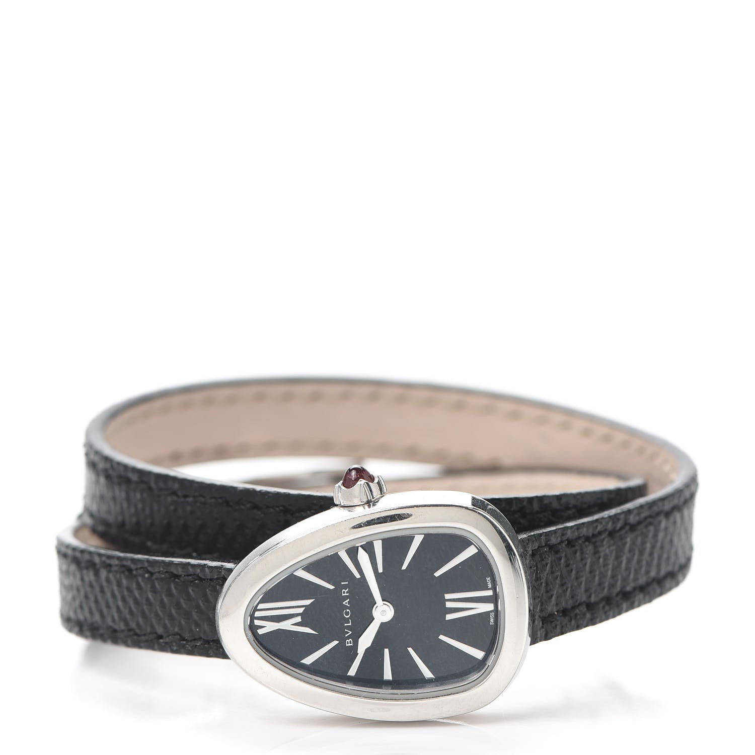 Bulgari Stainless Steel Lizard 20mm Serpenti Double Wrap Quartz Watch Black 2 of 6