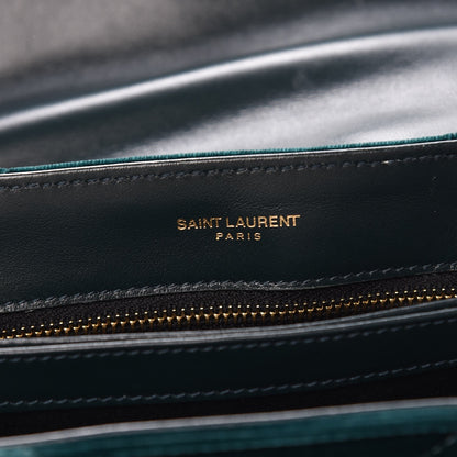 Saint Laurent Velvet Y Quilted Monogram Toy Loulou Chain Satchel Dark Ottanio 5 of 18