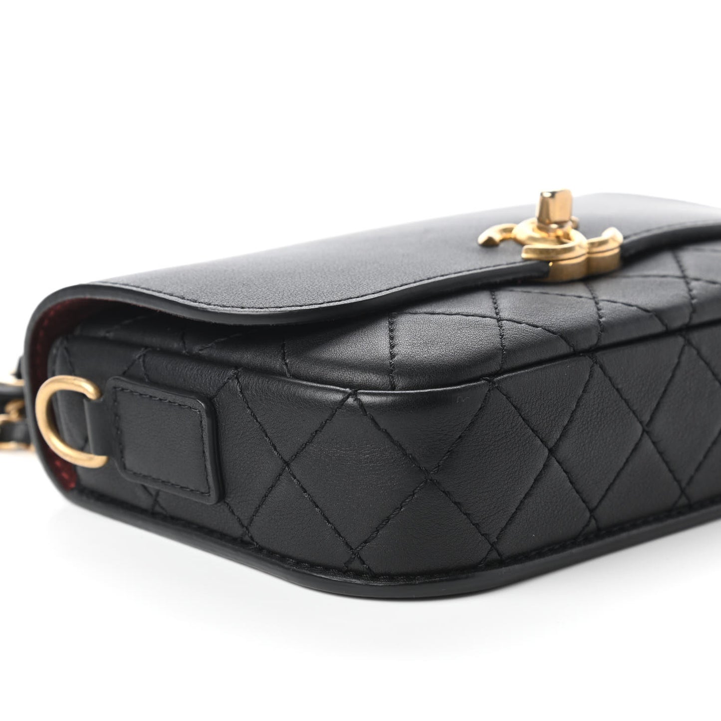 Calfskin Quilted Multi Pouching Flap And Coin Purse Black