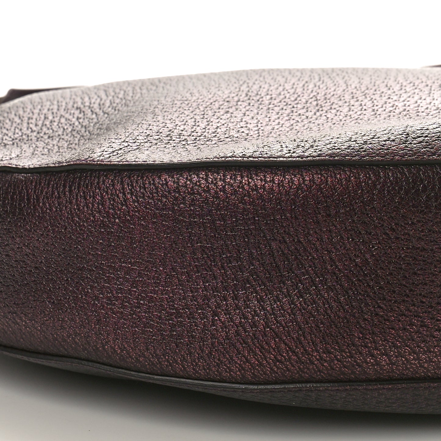 Metallic Calfskin Bamboo Ring Hobo Aubergine