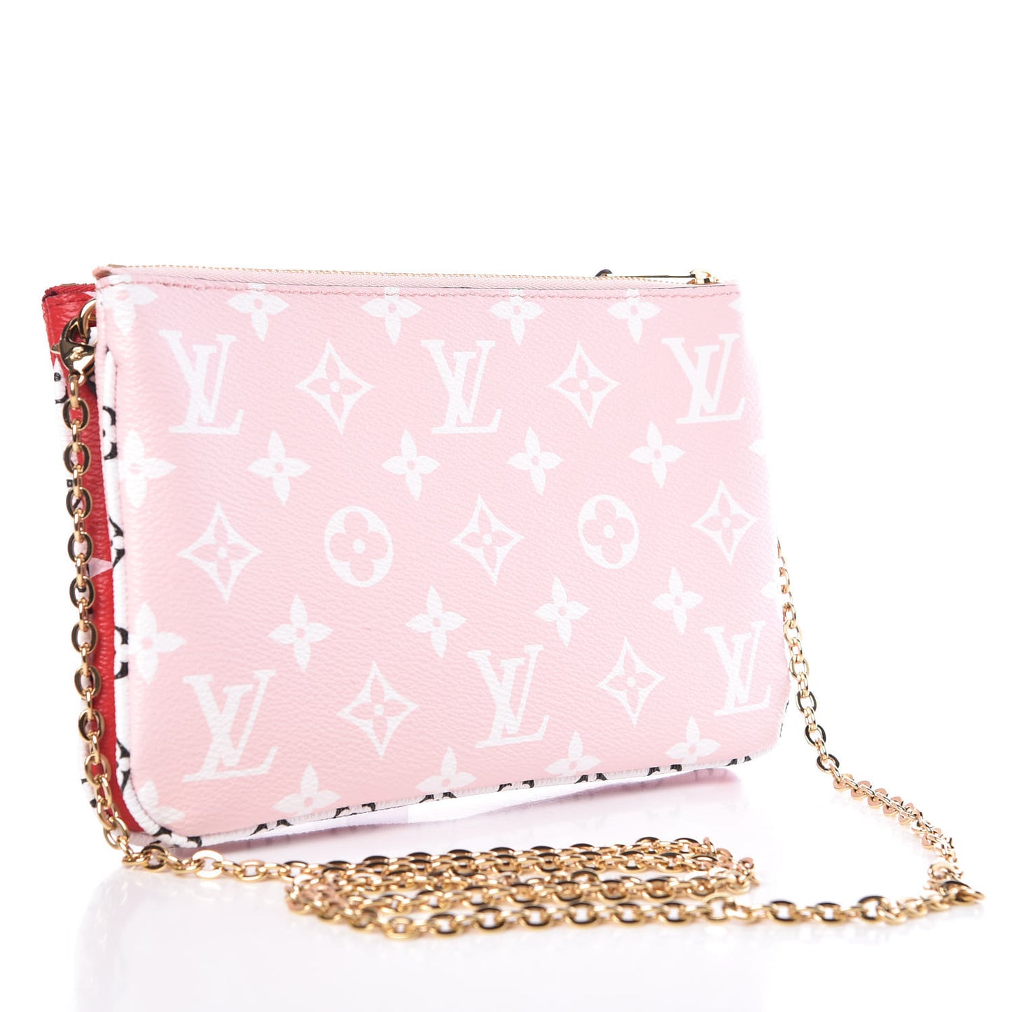 Monogram Giant Double Zip Pochette Rouge
