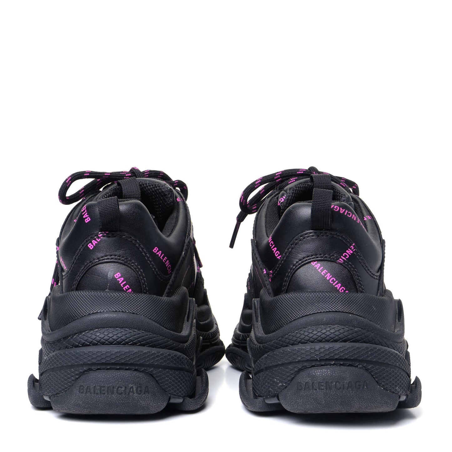 Technical Fabric Allover Logo Womens Triple S Sneakers 37 Black Pink