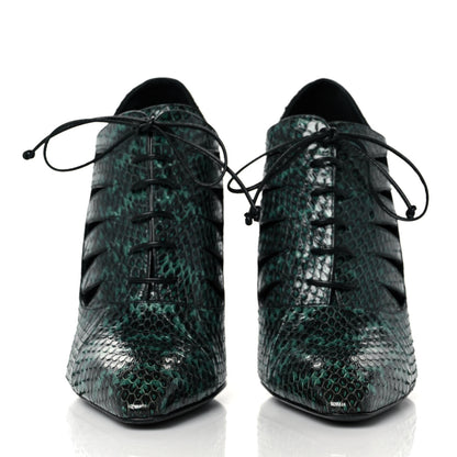 Bottega Veneta Vernis Snakeskin Cut Out Lace Booties 40 Emerald Green Black 2 of 7