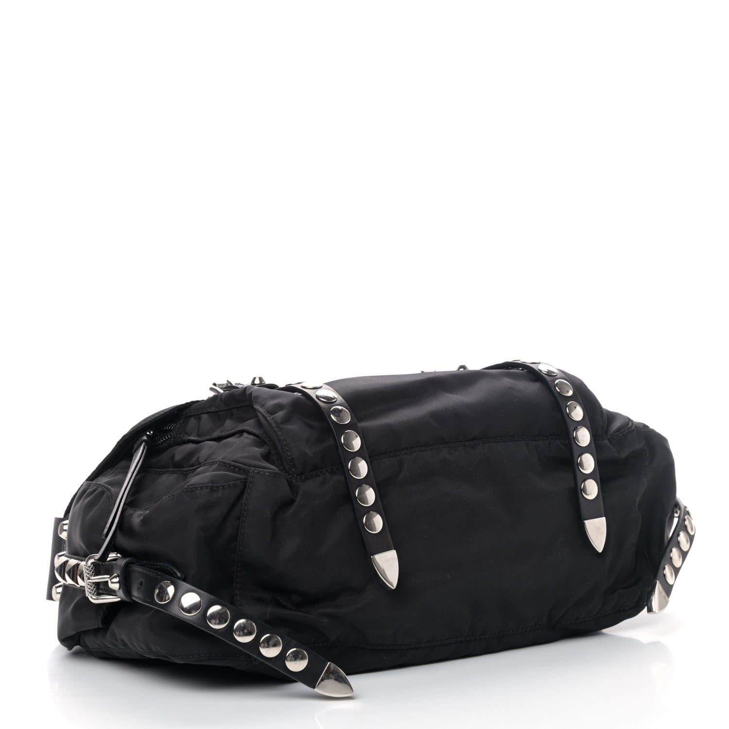 Prada Nylon New Vela Studded Messenger Bag Black 3 of 4