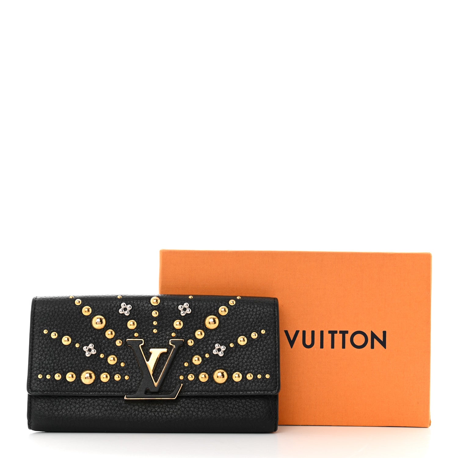 Louis Vuitton Taurillon Studded Sol Capucines Wallet Black 6 of 6