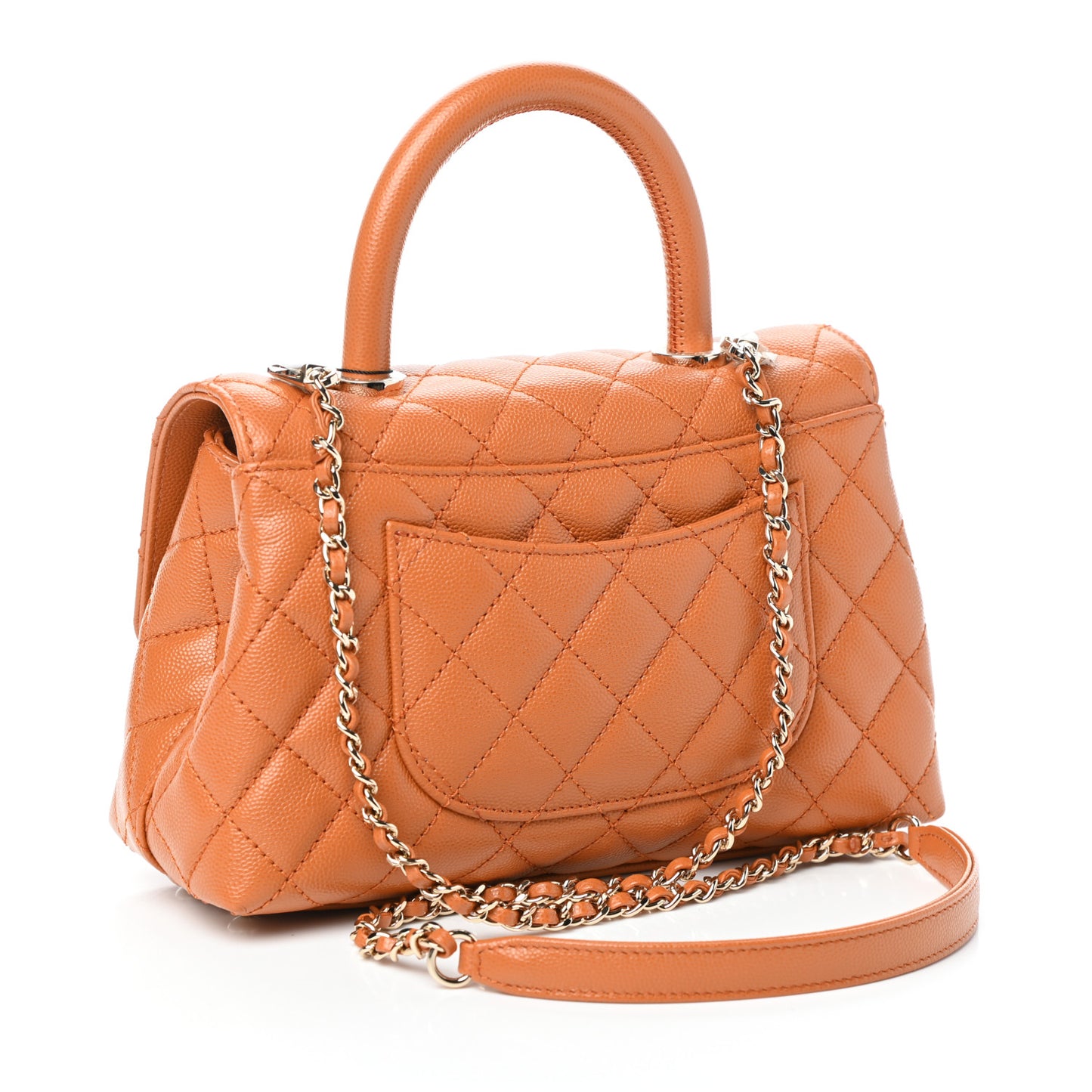 Caviar Quilted Mini Coco Handle Flap Light Brown