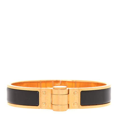 Hermes Enamel Charniere Uni Narrow Hinged Bracelet Black 1 of 7