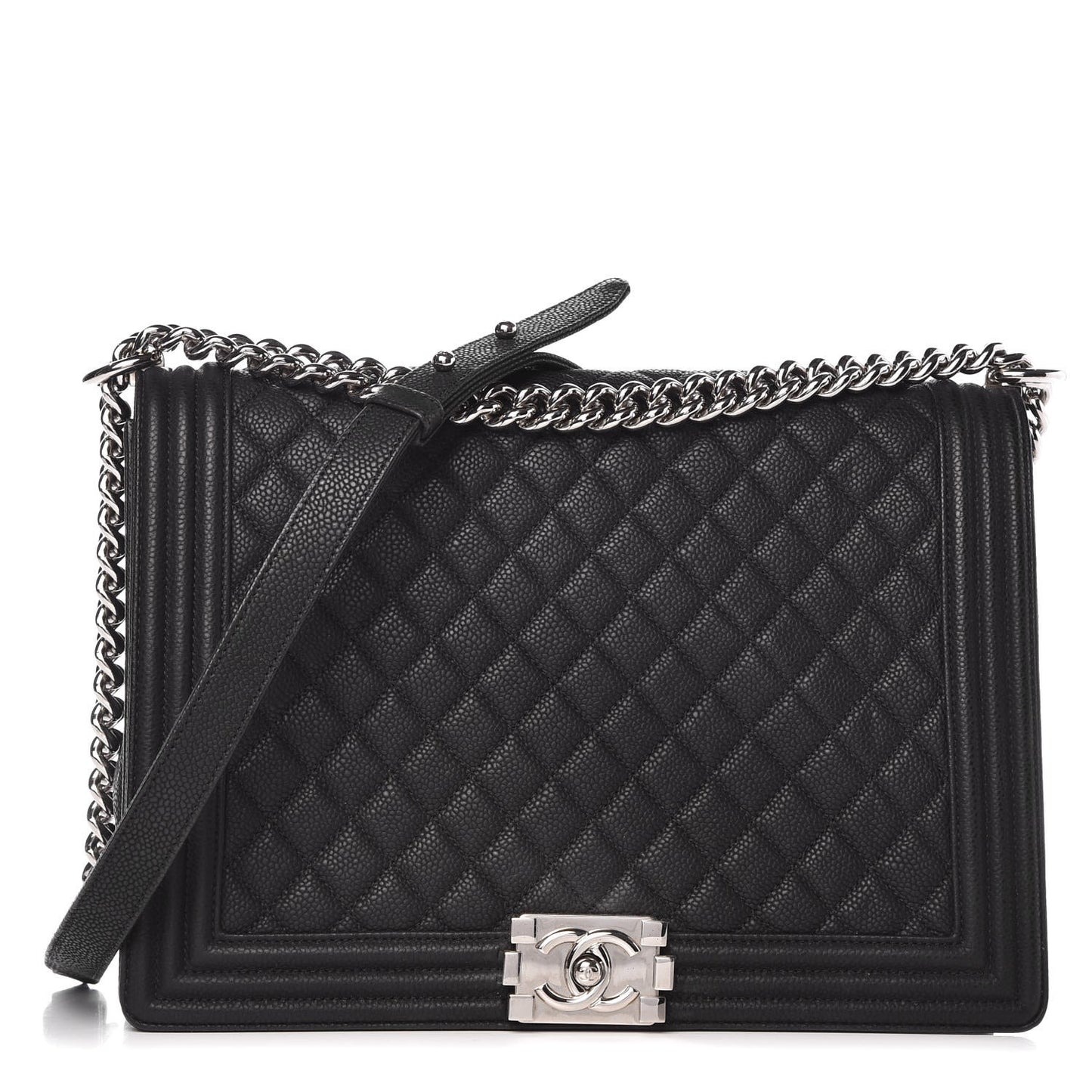 Caviar Quilted Large Boy Flap Black