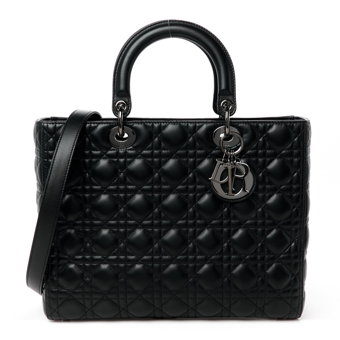 Lambskin Cannage Large Lady Dior Black