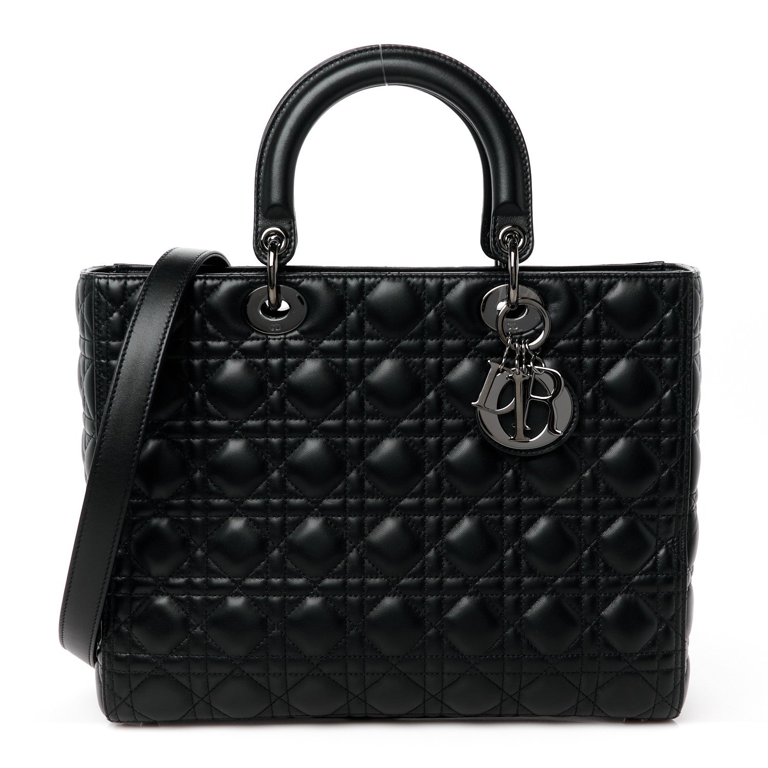 Christian Dior Lambskin Cannage Large Lady Dior Black 1 of 11