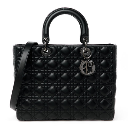 Christian Dior Lambskin Cannage Large Lady Dior Black 1 of 11