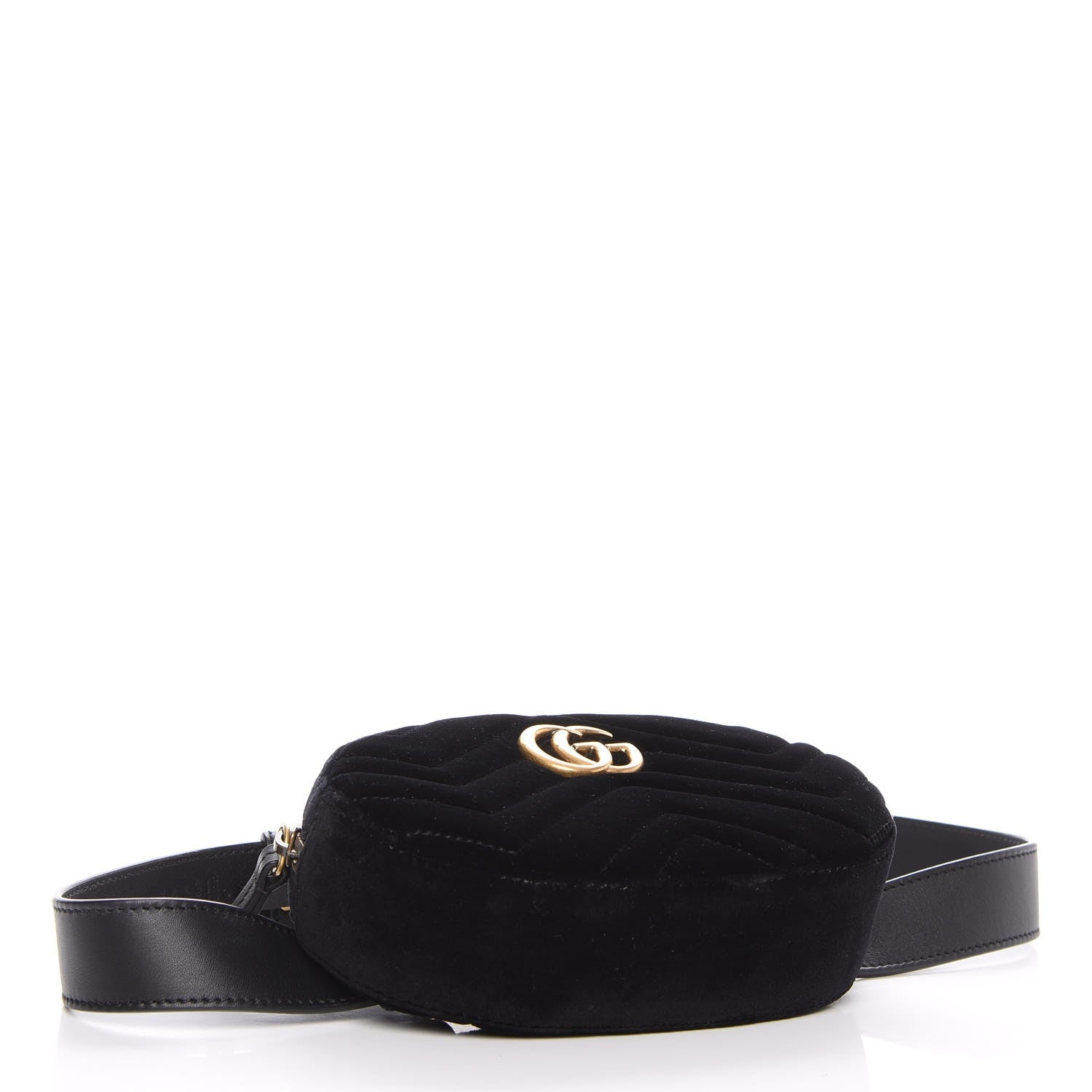 Gucci Velvet Matelasse GG Marmont Belt Bag 85 34 Black 4 of 13