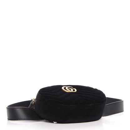 Gucci Velvet Matelasse GG Marmont Belt Bag 85 34 Black 4 of 13
