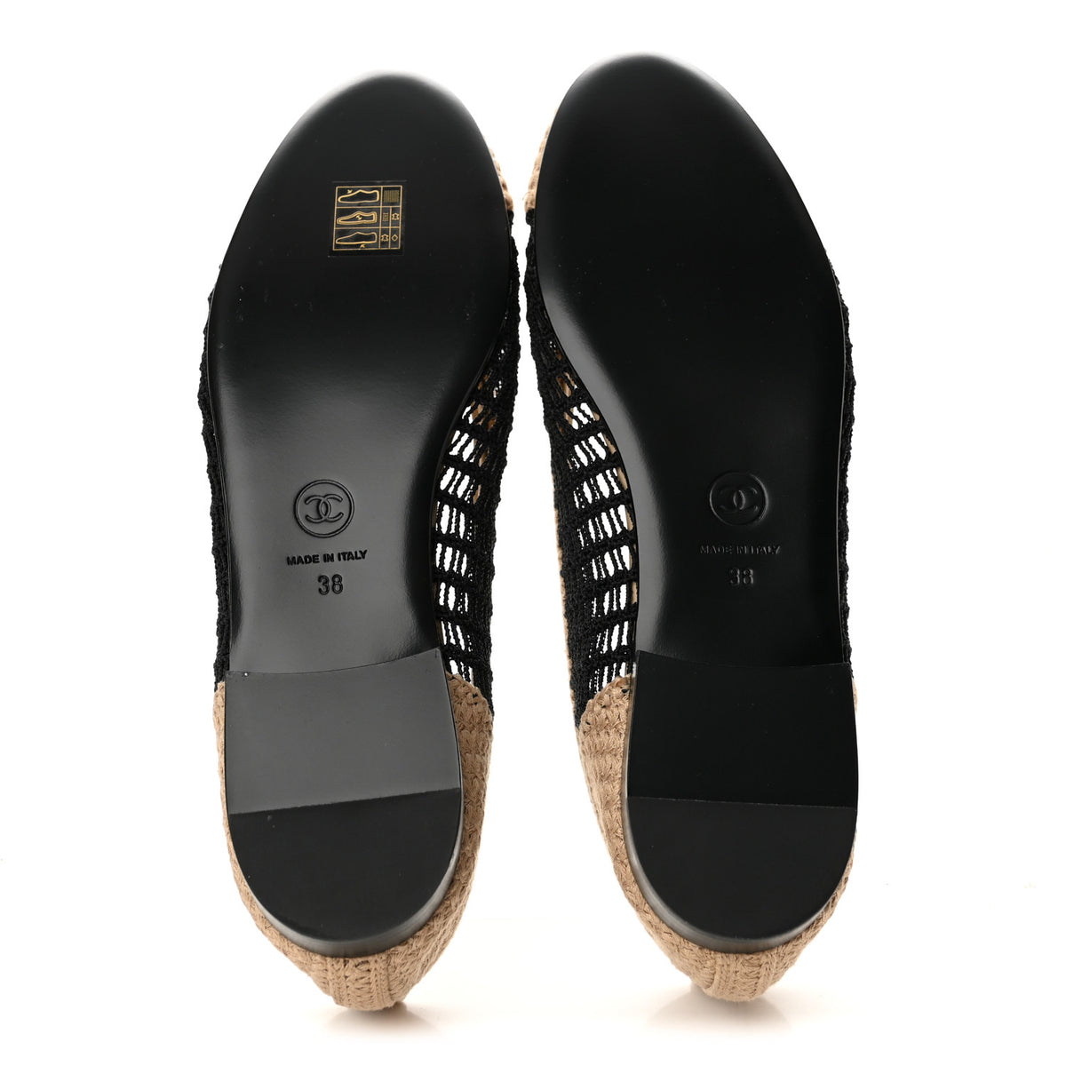 Chanel Raffia Cap Toe Ballerina Flats 38 Black Beige 6 of 10
