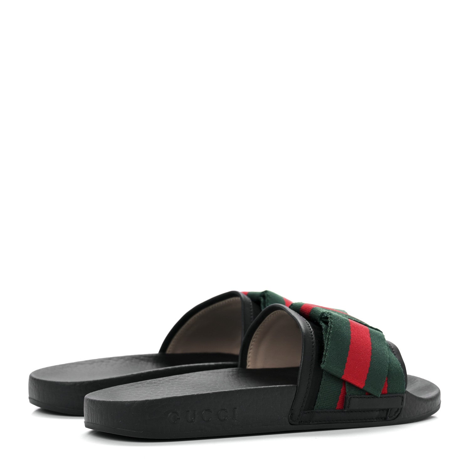 Gucci Satin Web Bow Slide Sandals 35 Black 4 of 9