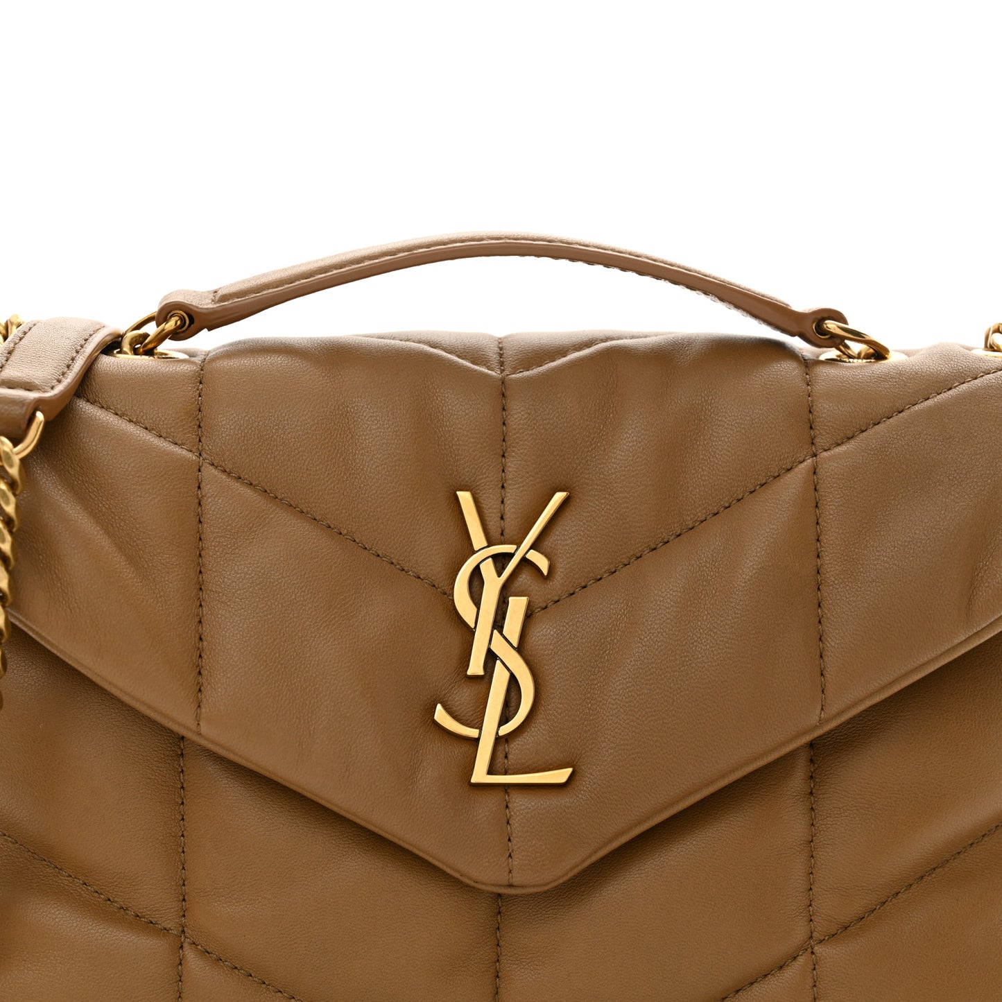 Lambskin Quilted Toy Loulou Puffer Monogram Chain Satchel Dark Cork