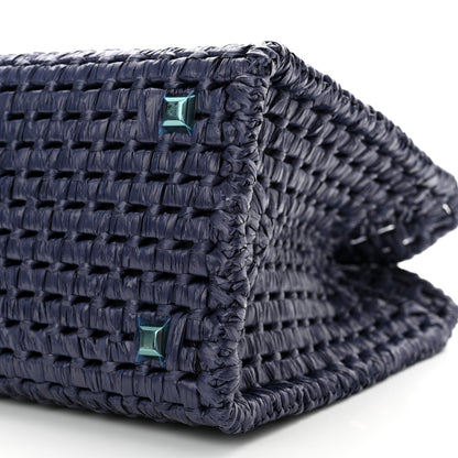 Salvatore Ferragamo Raffia Medium The Studio Box Bag Midnight 11 of 12