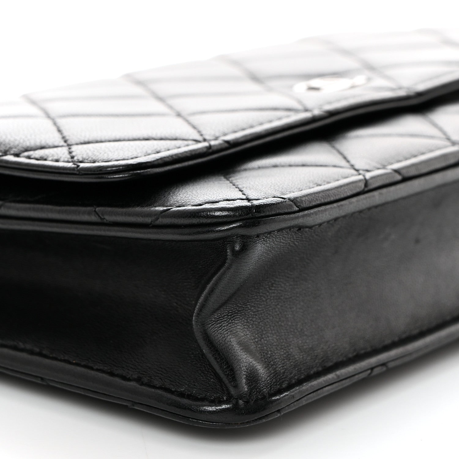 Chanel Lambskin Quilted Wallet On Chain WOC Black 10 of 11