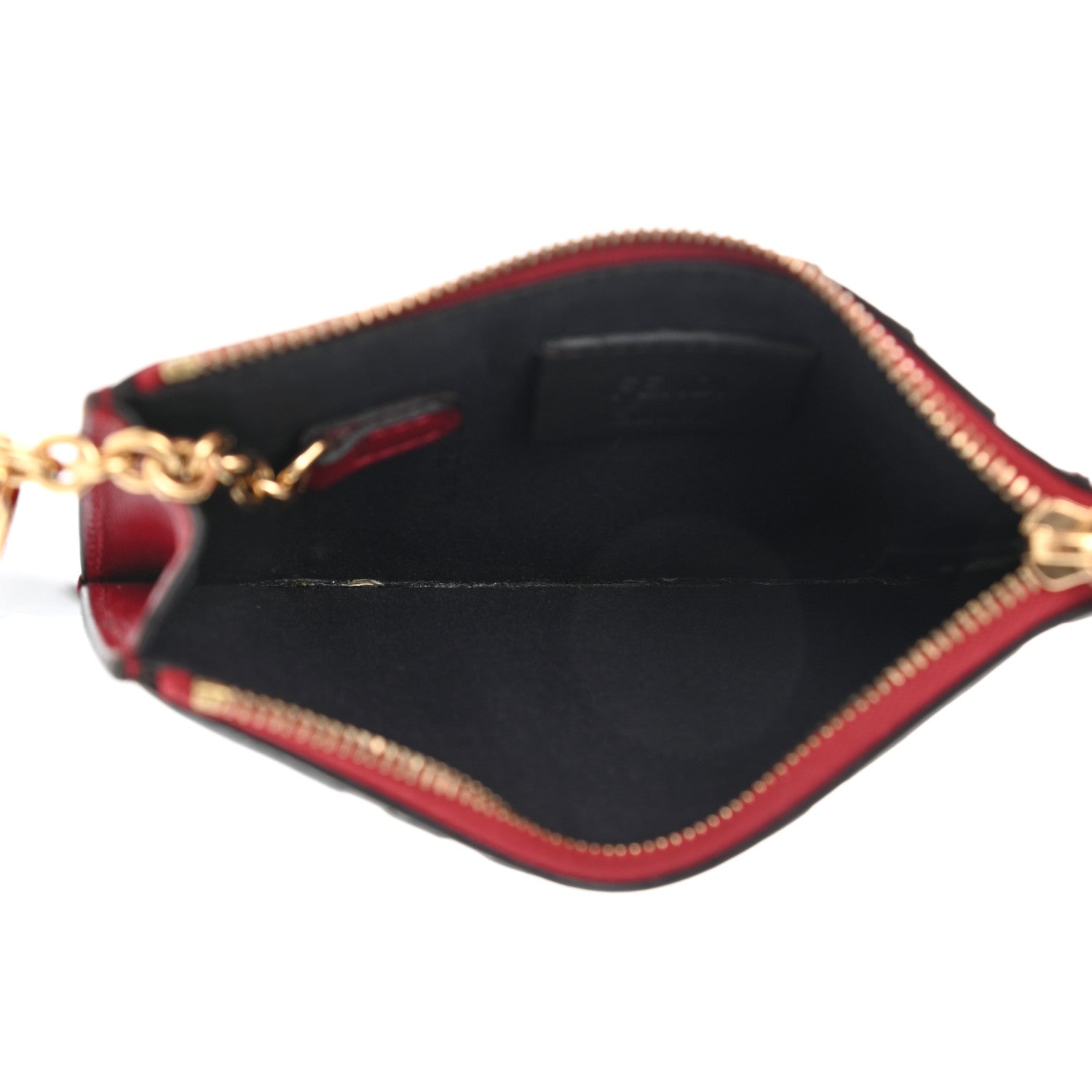 Fendi Vitello Cruise F is Fendi Bi-Color FF 1974 Embossed Key Case Pouch Maya Black Fragola 7 of 10